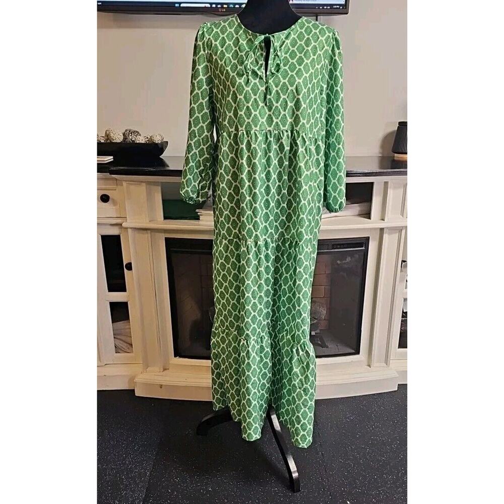 Hipster Row Dress Womens Medium Midi To Maxi Length Geometric Pattern Boho